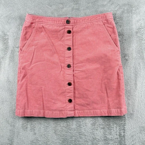 J.Crew Mini Skirt Women 6 Pink Corduroy Faux Button Front Pocket Preppy Academia - Picture 1 of 8